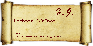 Herbszt János névjegykártya
